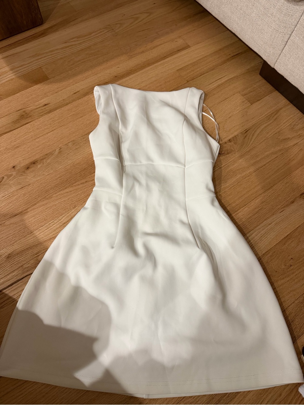 Women's White Sleeveless Mini Dress with Fit-and-Flare Silhouette